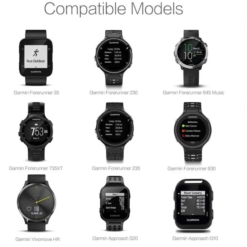 Clip-on Watch Charger Cable USB Power Cord Compatible with Garmin S20 Forerunner35 Lily2 Smart Wristwatch Stable Safe Current