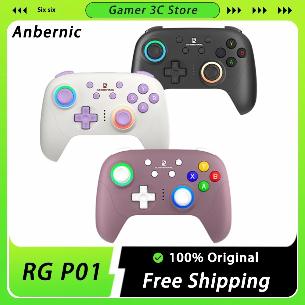 ANBERNIC RG P01 RGP01 Gamepad Bluetooth Wireless RGB Hall Effect Joystick XBOX Game Controller Custom For PC Android IOS Steam