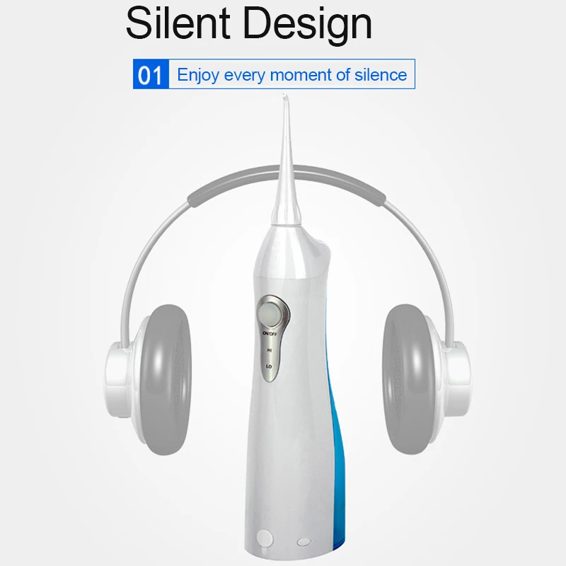 Penyemprot Mulut Elektrik Portabel Dapat Diganti Scaler Gigi Flosser Air Flosser Gigi 150ML Tangki 360 ° Nozel Berputar