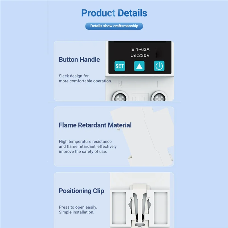 2X Zigbee TUYA Smart Life 2P/63A قطاع دارة تسرب الأرض أكثر من حماية الجهد الكهربي-A12I