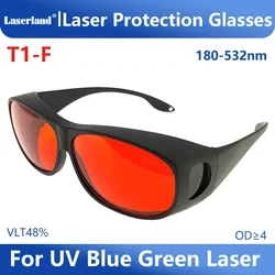 Gafas de protección láser profesional, lentes para 405nm, UV, 450nm, azul y 520nm, 532nm, verde, OD4, T1-F