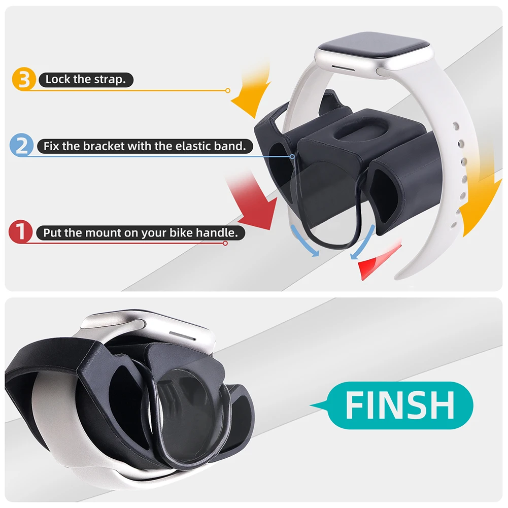 Bicycle Watch Mount Silicone Bicycle Smartwatch Stand Universal Riding Smart Watch Mount for TOMTOM/TICWATCH/SUUNTO Watch