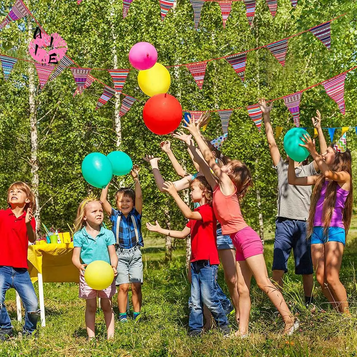 A11E-15M راية راية البوهيمي النسيج مثلث العلم خمر الرايات راية معلقة راية لحفل زفاف عيد ميلاد