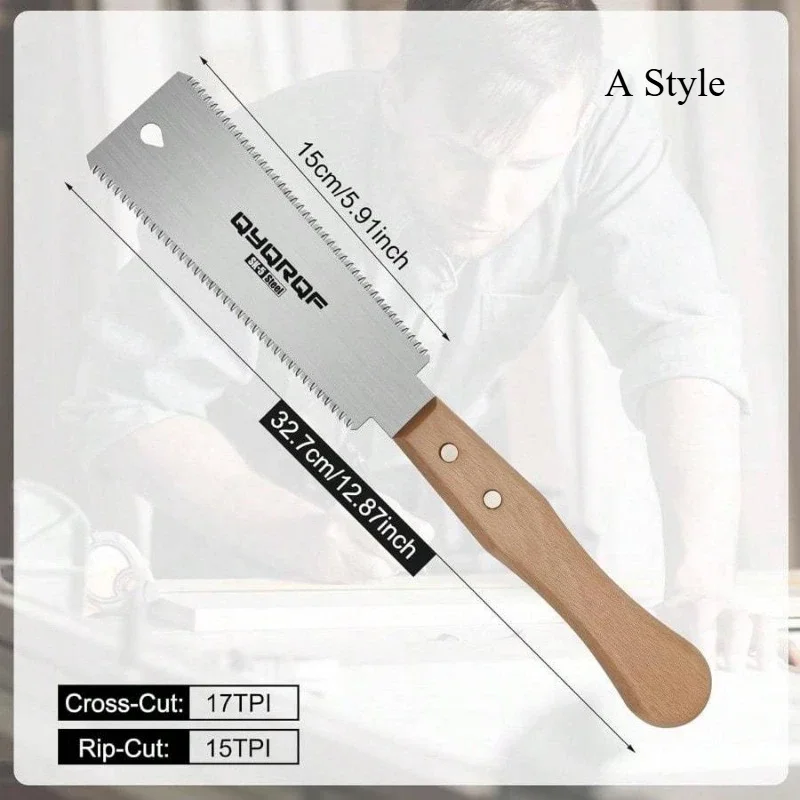 1 قطعة 6 بوصة منشار يدوي صغير منشار سحب ياباني بحواف مزدوجة 15/17 منشار قطع فلوش لمشاريع النجارة ذاتية الصنع #2