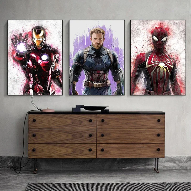 Pinturas en lienzo de Los Vengadores de Disney, póster e impresión de Spiderman, Iron Man, Capitán América, arte de pared, imagen, decoración del hogar