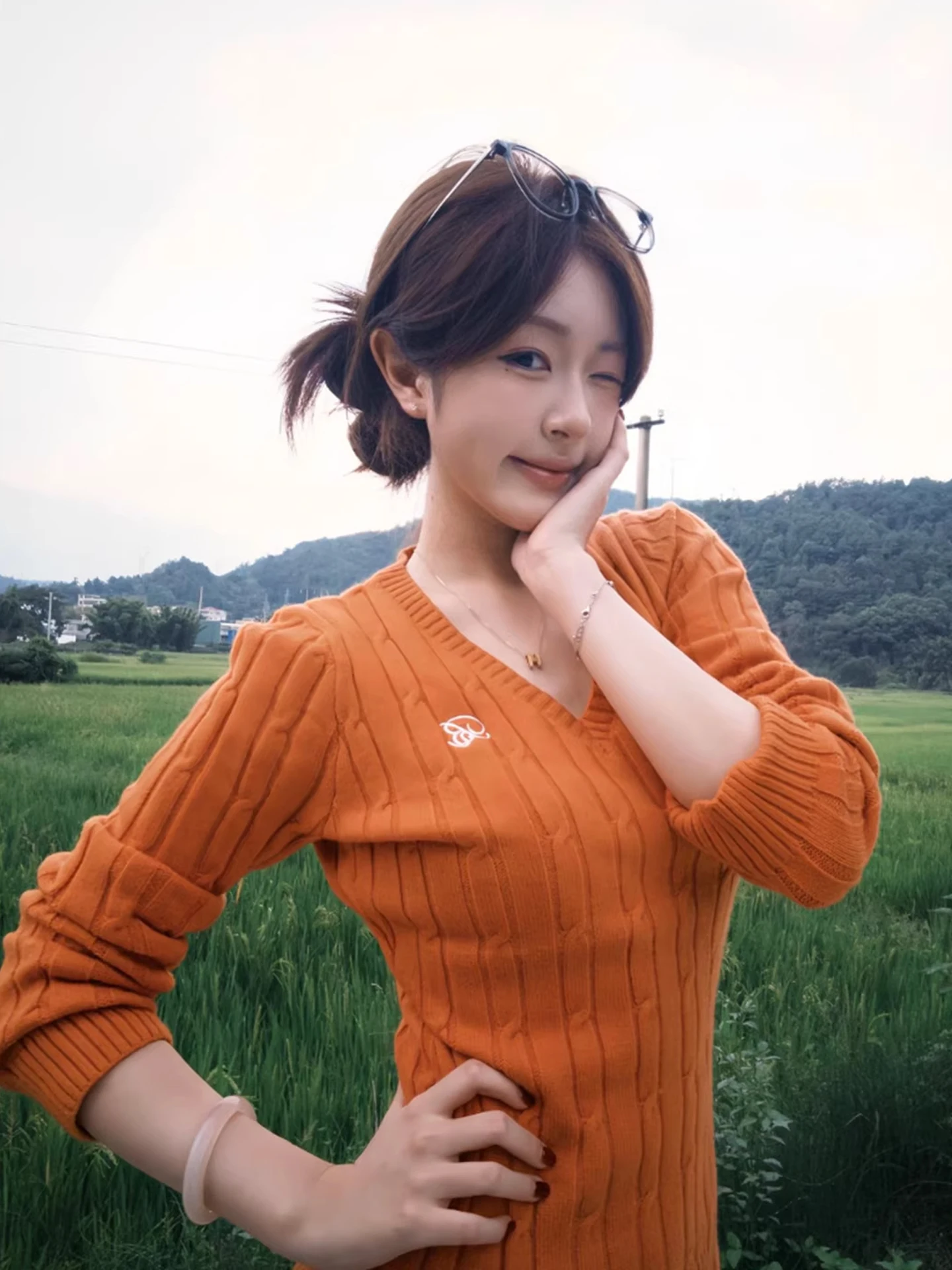 Sweter damski na jesień i zimę, dzianinowy, z dekoltem w serek, haftowany, z warkoczowym wzorem, dopasowany, miękki, przytulny top, słodko-pikantny, prosty krój.