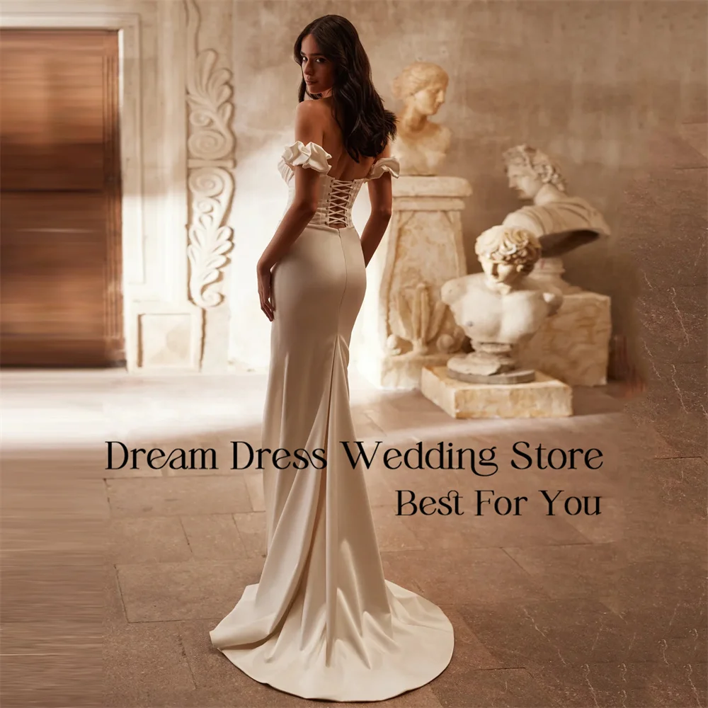 DREAM Sweetheart Mermaid Pleat Wedding Dress 2025 Off The Shoulder Side Split Open Back Bridal Gown Vestido De Noiva Customized