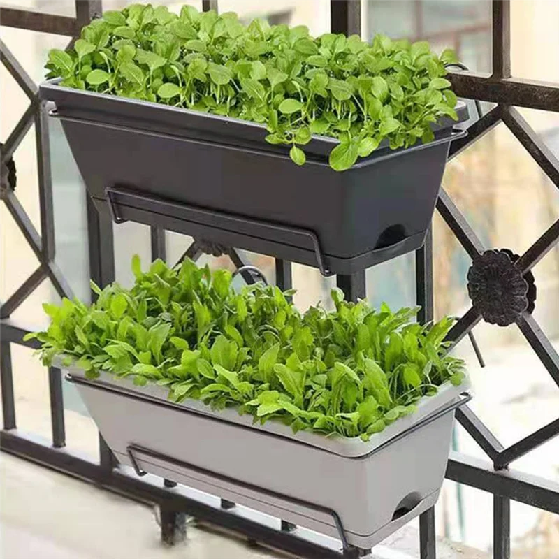 【Hot Cake】Large Size Flower Pot Hanging Rack Planting Trough Balcony Rectangular Vegetable Pot Hanging Large Long Strip Bracket