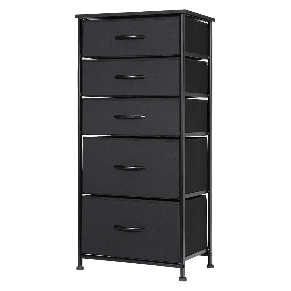 

Fabric Dresser W/5 Drawer Storage Chest Tower Cabinet Organizer Unit for Bedroom