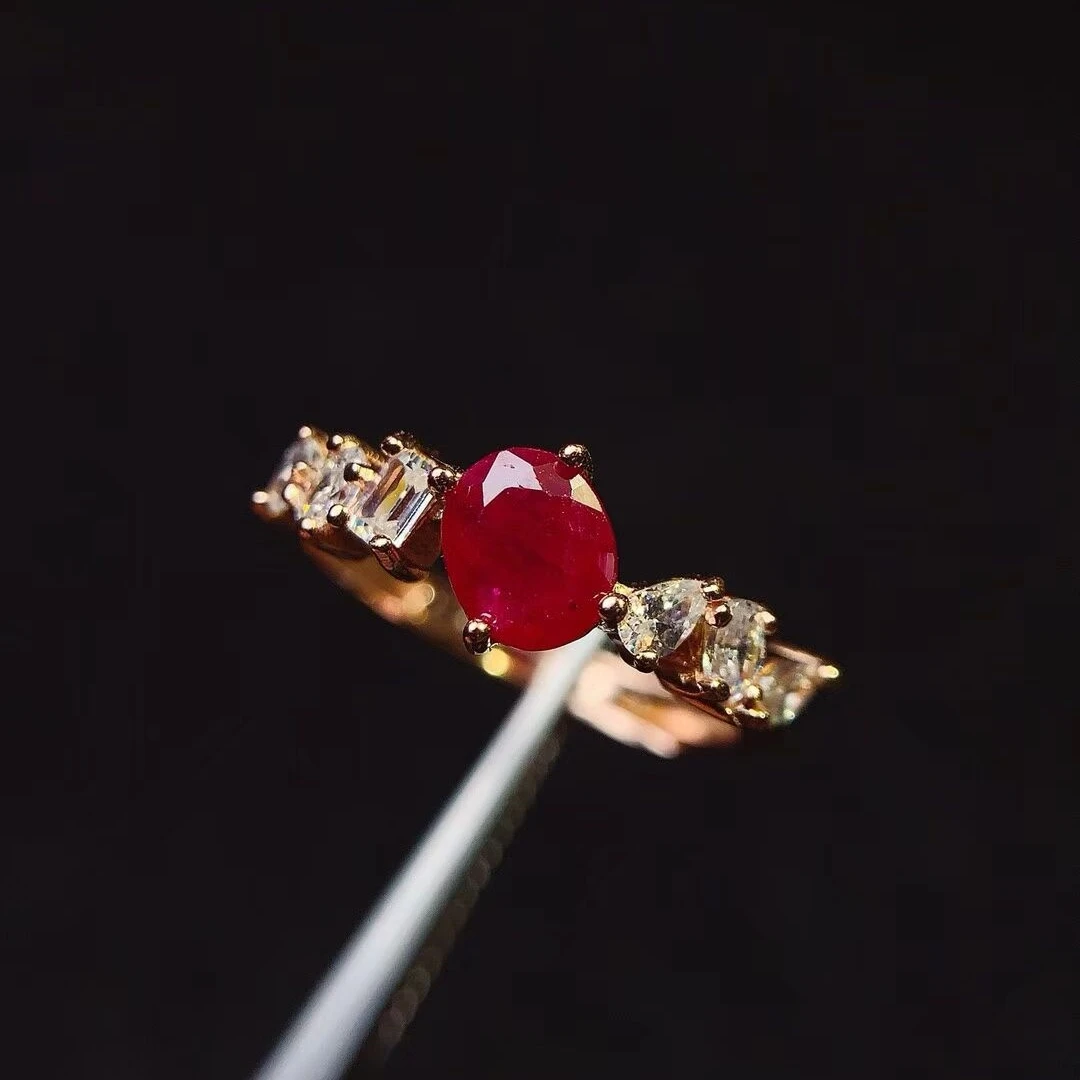 KJJEAXCMY Fine Jewelry Natural Ruby Women's Ring S925 Silver Electroplating Process Inlaid Full Brilliance Support Testing