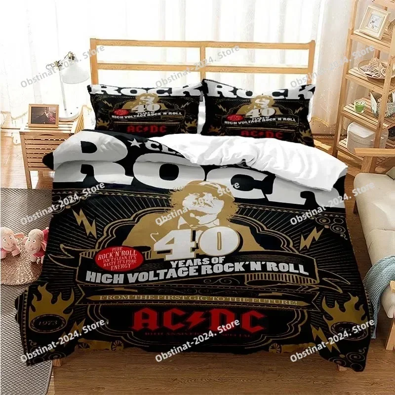 2025 ACDC Rock Band Bedding Set Duvet Cover Full Queen King Size Pillowcase Bed Printed Bed Set Aldult Kid Bedroom Single Twin