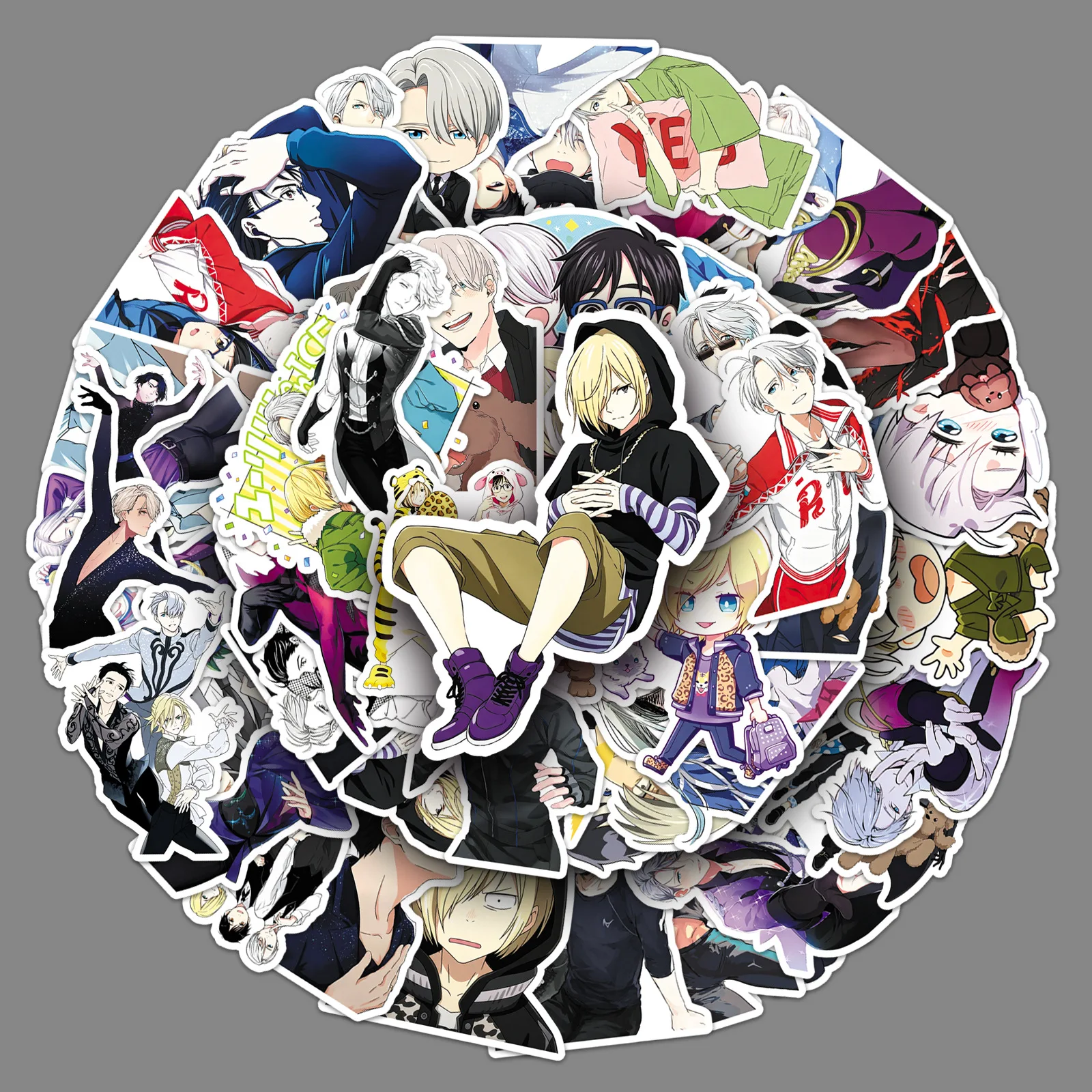 50PCS Yuri on Ice Figure Skating Anime Stickers Cute Character Decals Waterproof for Laptops Water Bottles Scrapbooking view 4
