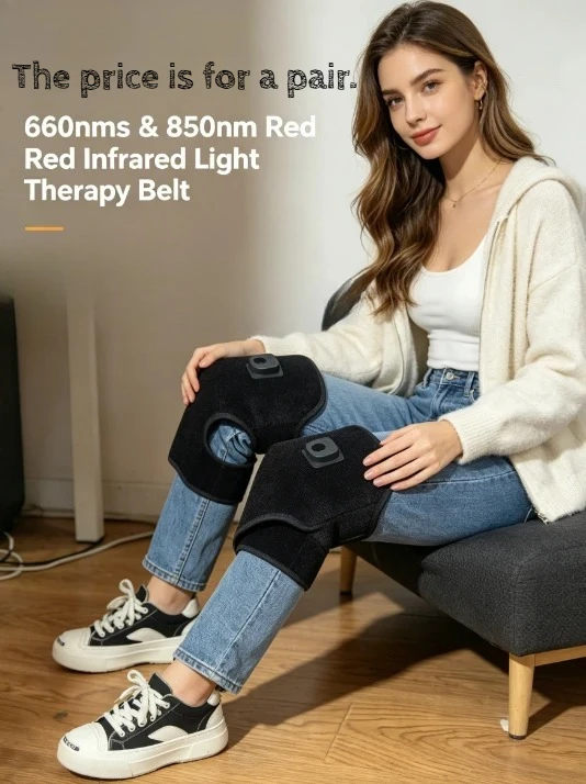 660nm/850nm Dual-Wavelength LED Belt – Red Infrared Light Therapy for Pain Relief: Waist, Back, Abdomen, Knees, Wrists