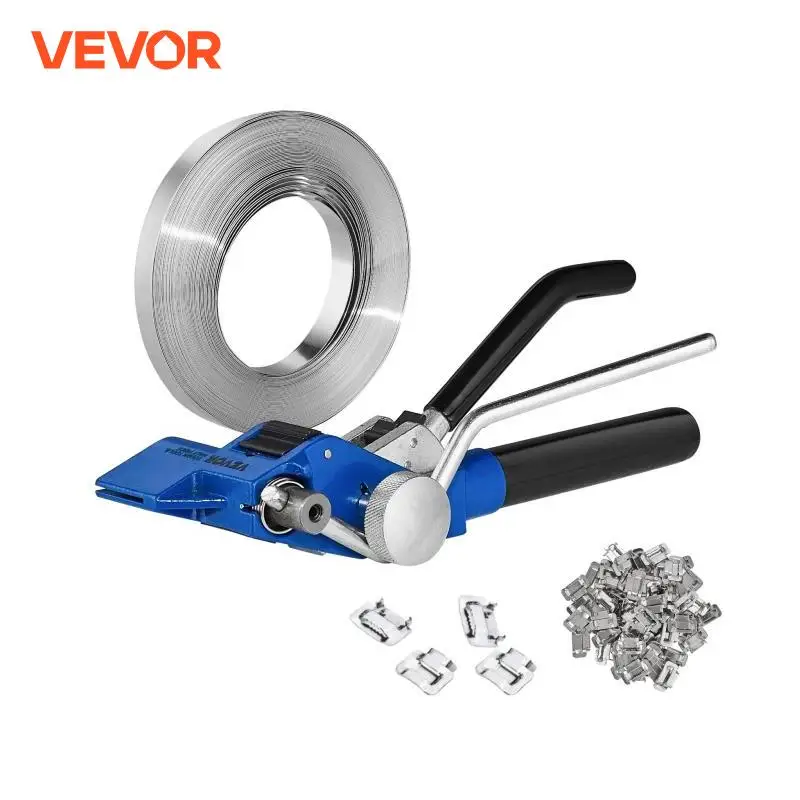 VEVOR Pallet Banding Strapping Kit 100ft Length with Strapping Tensioner Packaging Tool 100 Metal Seals for Warehouses Packing