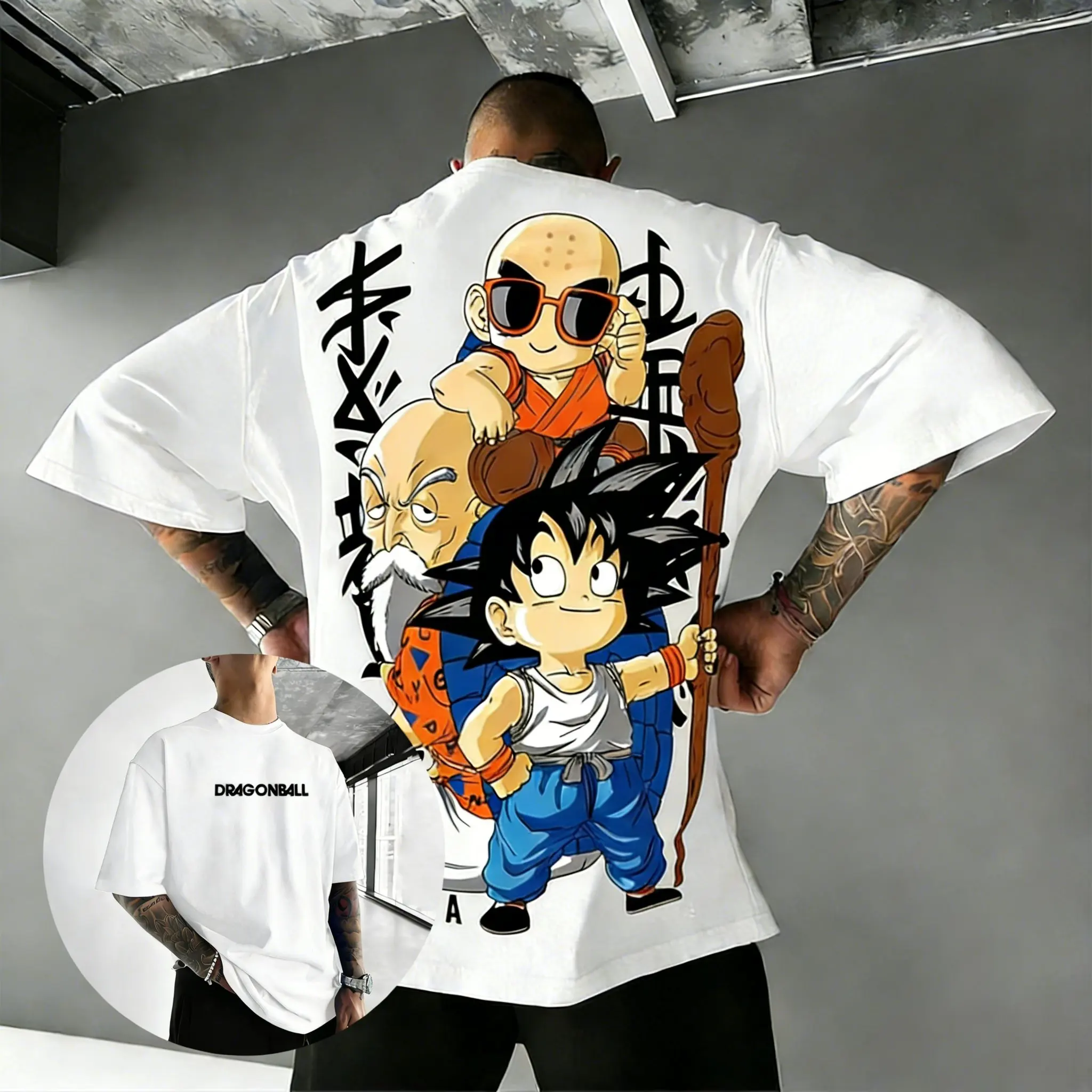 2026 Summer Dragon Ball Retro Pure Cotton Fitness T-shirt Men's Oversized Short-sleeved Family Unisex Children's Casual Shirt