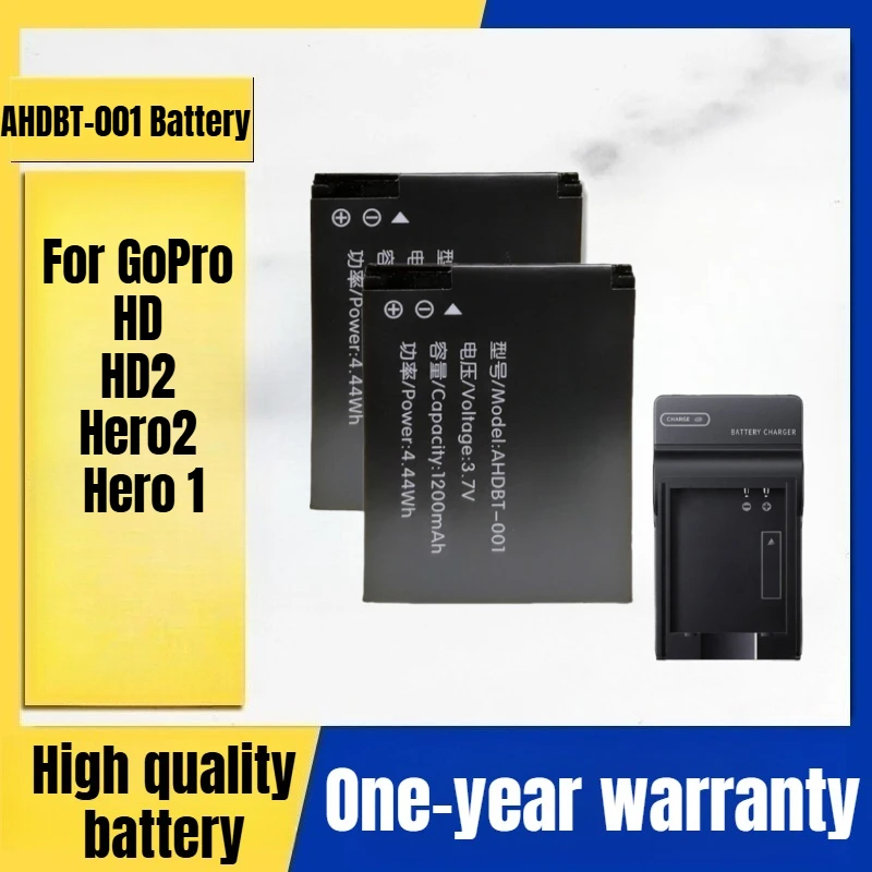 

AHDBT-001 Action Camera Battery, Charger for GoPro HD HD2 Hero2 Hero 1 AHDBT-002 Action Camera 3.7V 1200mAh