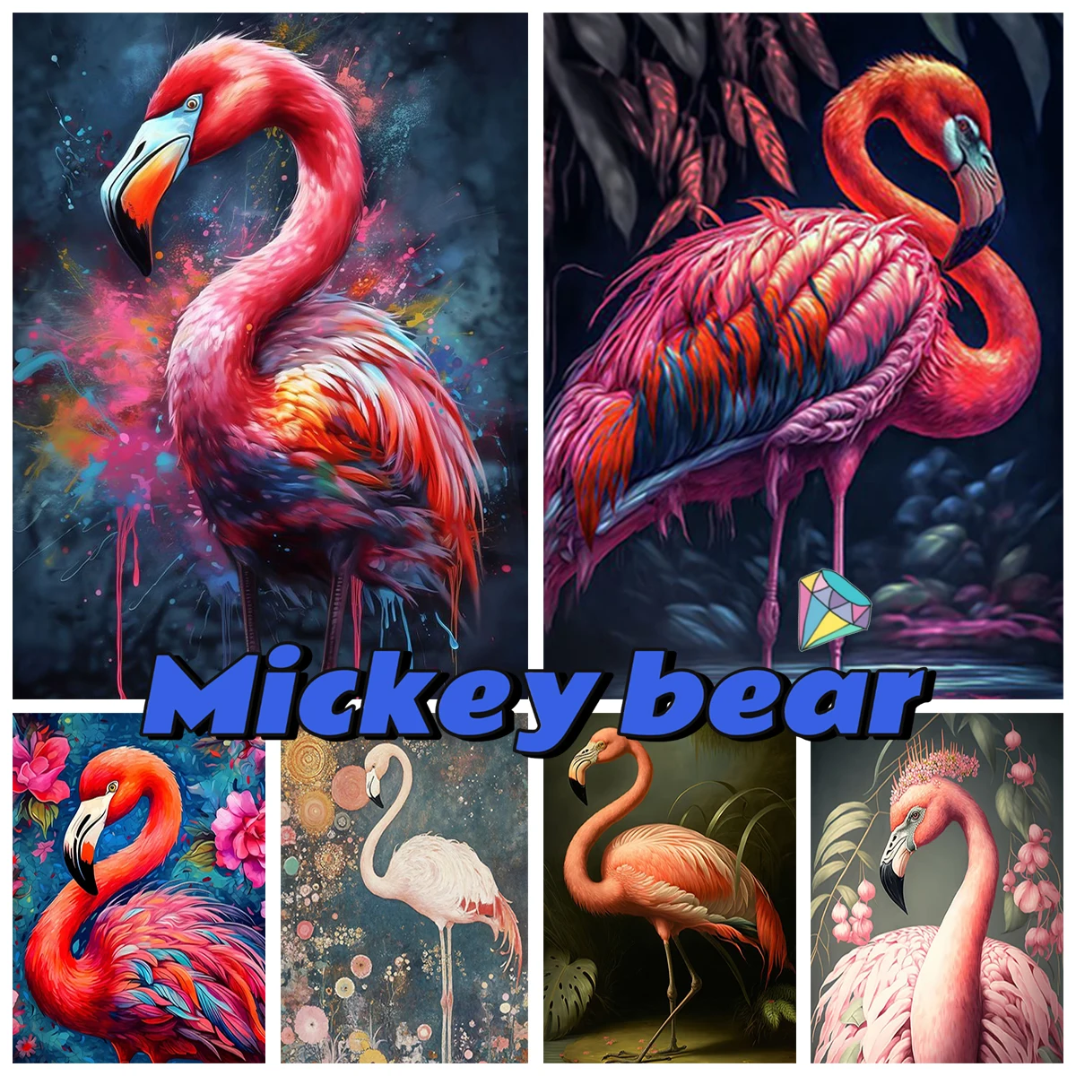

Tropical Rainforest and Flamingos 5D Diamond Painting Plant and Animal Murals DIY Diamond Embroidery Modern Style Home Decor
