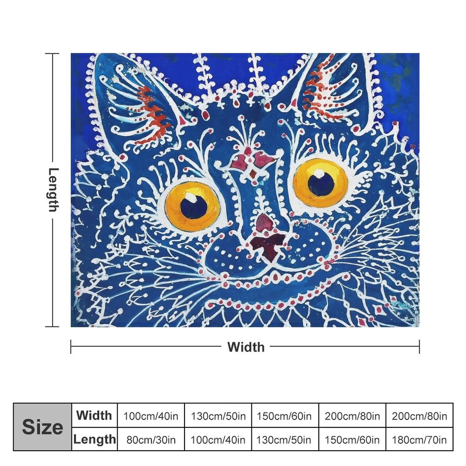 A cat in gothic style Gouache by Louis Wain Throw Blanket for babies Travel Beach Blankets