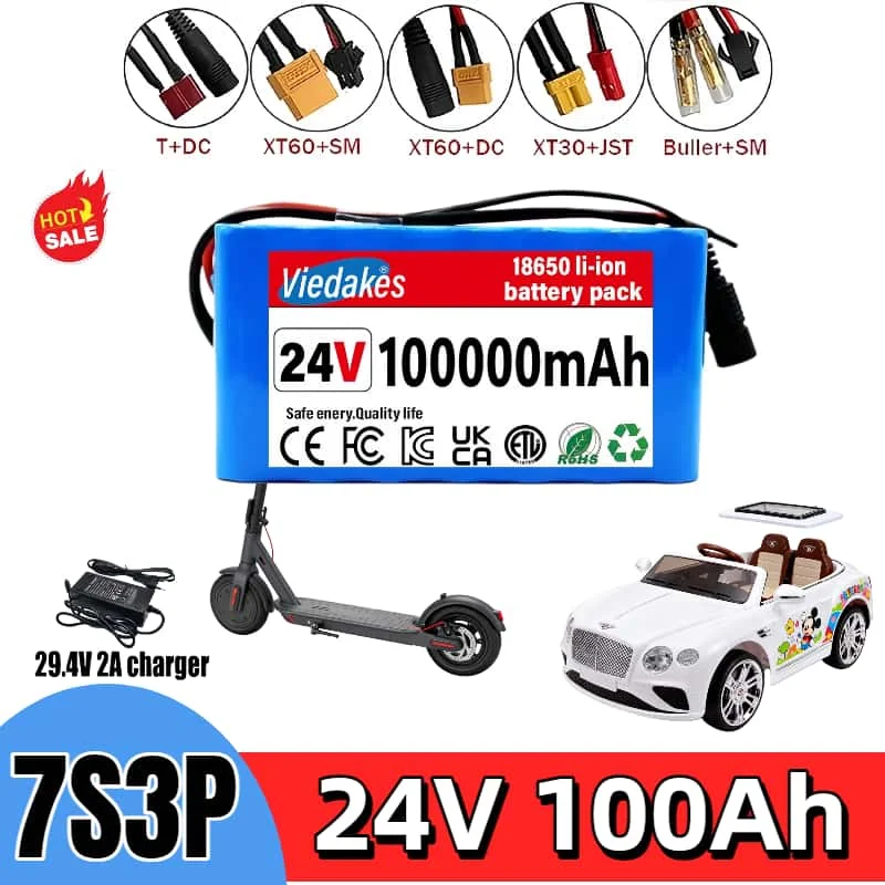 

Hot! 7S3P 24V 100Ah 18650 Lithium Battery:Suitable for long-time power supply of RVs,1000+ Cycles, high safety+fast charging