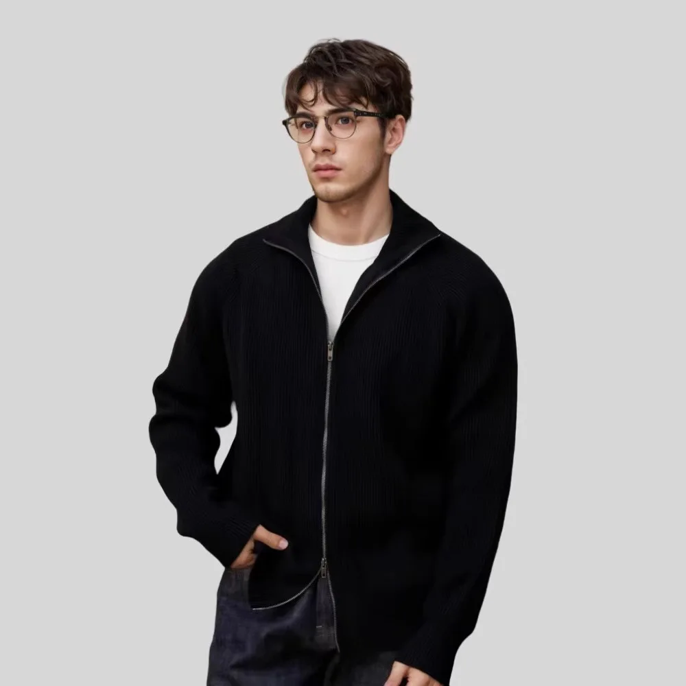 Cardigan lavorato a maglia con cerniera da uomo Maglieria semplice e accogliente Bello maturo Smart Casual Quotidiano High Street All-match Morbido Muжentangе Кардига✪