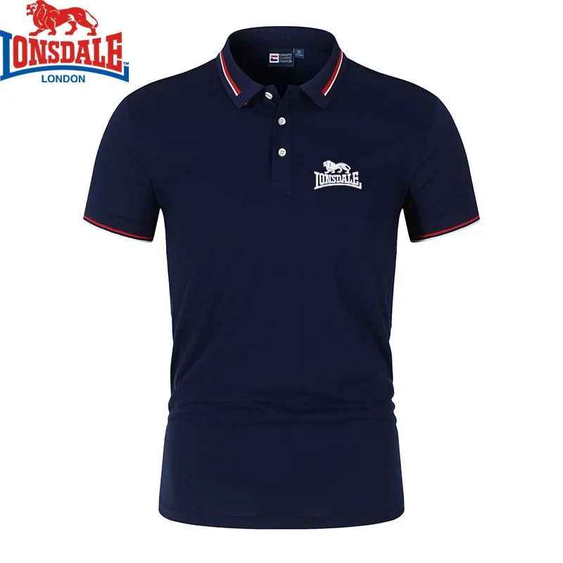 Embroidered LONSDALE New Summer Polo Shirt Men Hot High Quality Men's Short Sleeve Top Business Casual Polo-shirt for Men