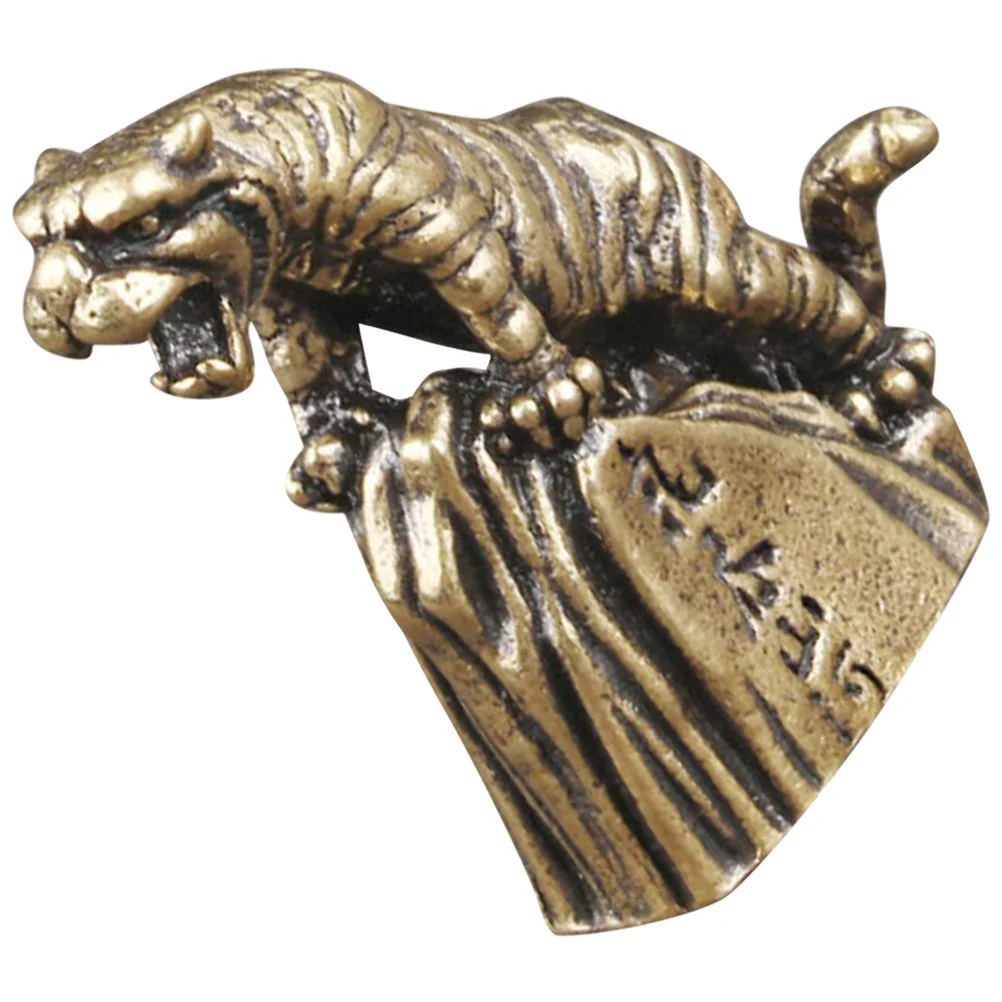 

Brass Tiger Desktop Statue Retro Sturdy Small Animal Decoration Office Home Car Display Brass Tiger Figurine Desktop Adornment