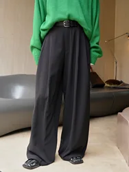 Spring and Autumn Women's Casual Solid Color High Waist Loose Wide Leg Pants