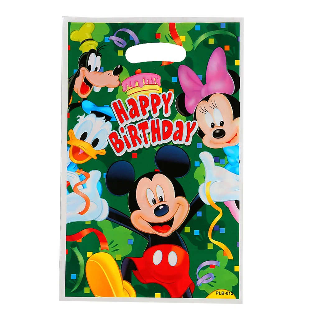 10pcs/lot Mickey Mouse Themed Girl's Favorite Birthday Party Candy Surprise Disposable Plastic Decorative Gifts Loot Bag