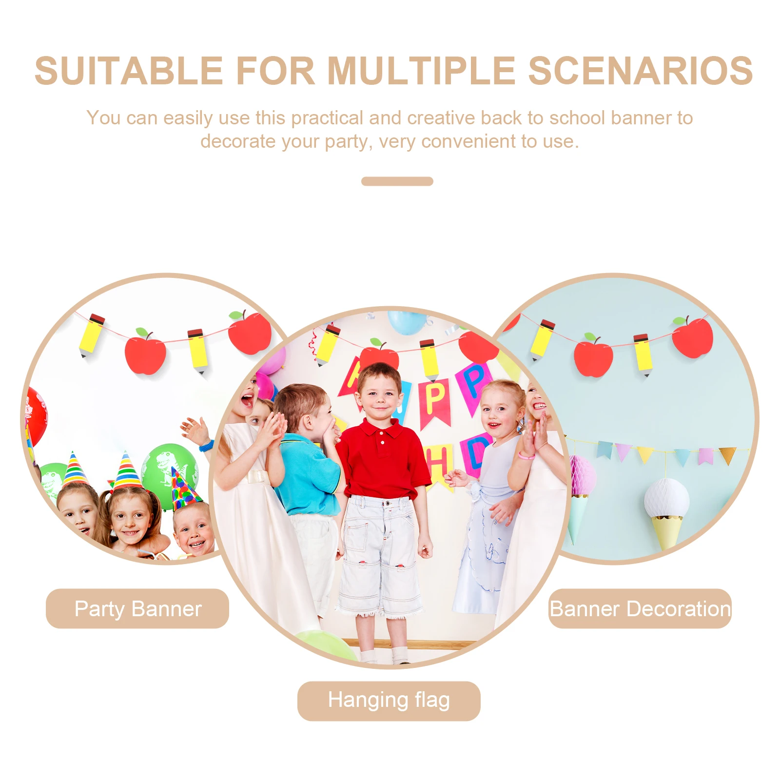 

4 set Back to School Banner Decorations Pencil Apple Party Supplies Welcome Season Photos Teaching Aids