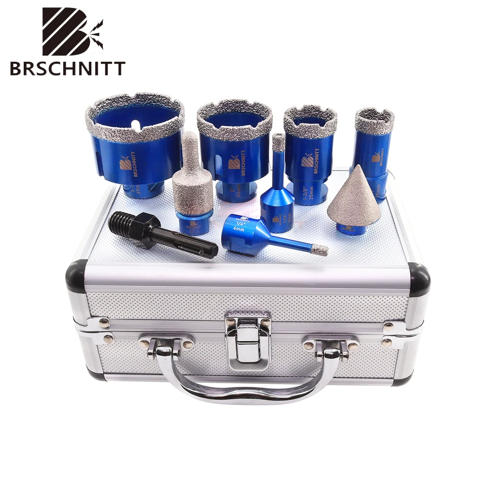 BRSCHNITT 9pcs Diamond Drilling Bits Kit Tile Cutter for Drilling Ceramic Marble Granite, 58 11 Thread  Hole Saw