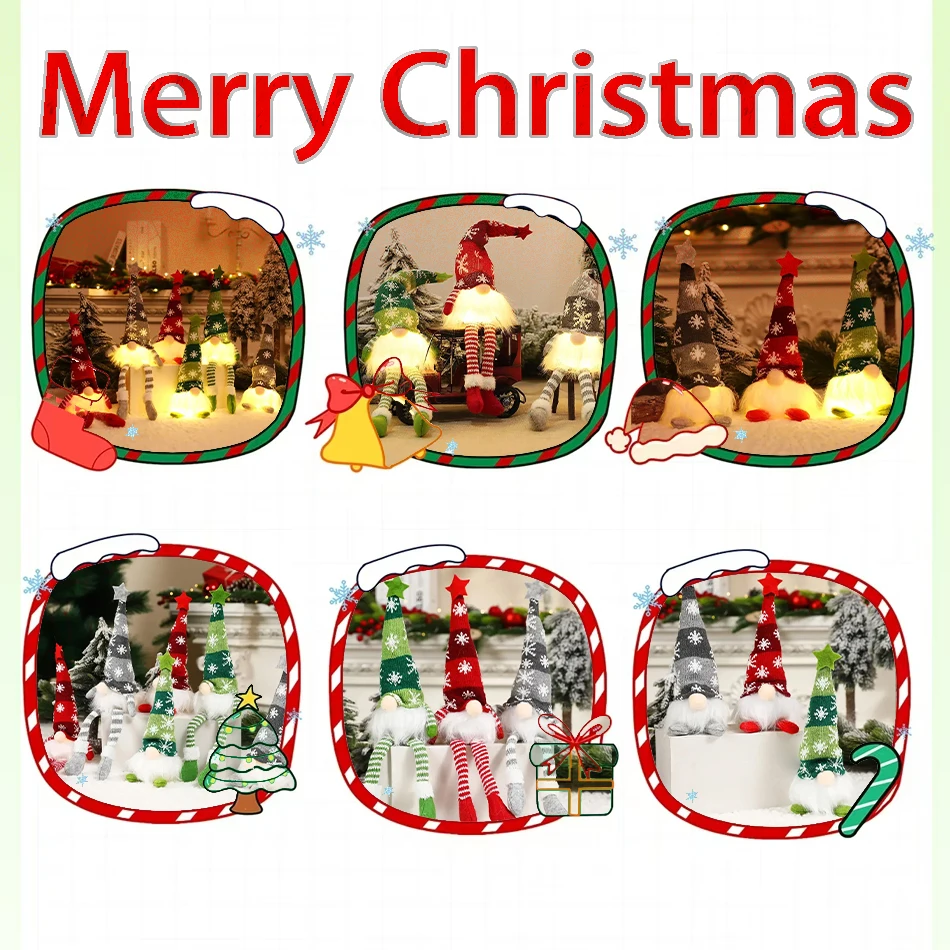 Kerst gezichtsloze pop kabouter ornamenten LED licht pluche breien ambachten hanger decor kerstversiering voor thuis kindercadeau