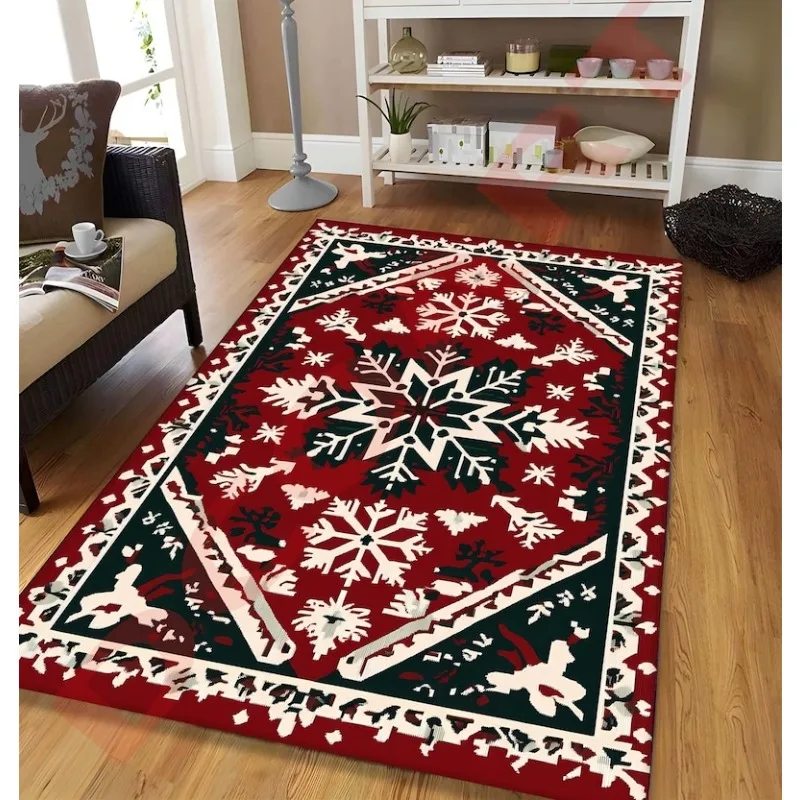 

Snowflake Christmas Tree Carpet Living Room Decor Sofa Rug Bedroom Bedside Rug Kitchen Dining Table Mat FloorMat Christmas Decor