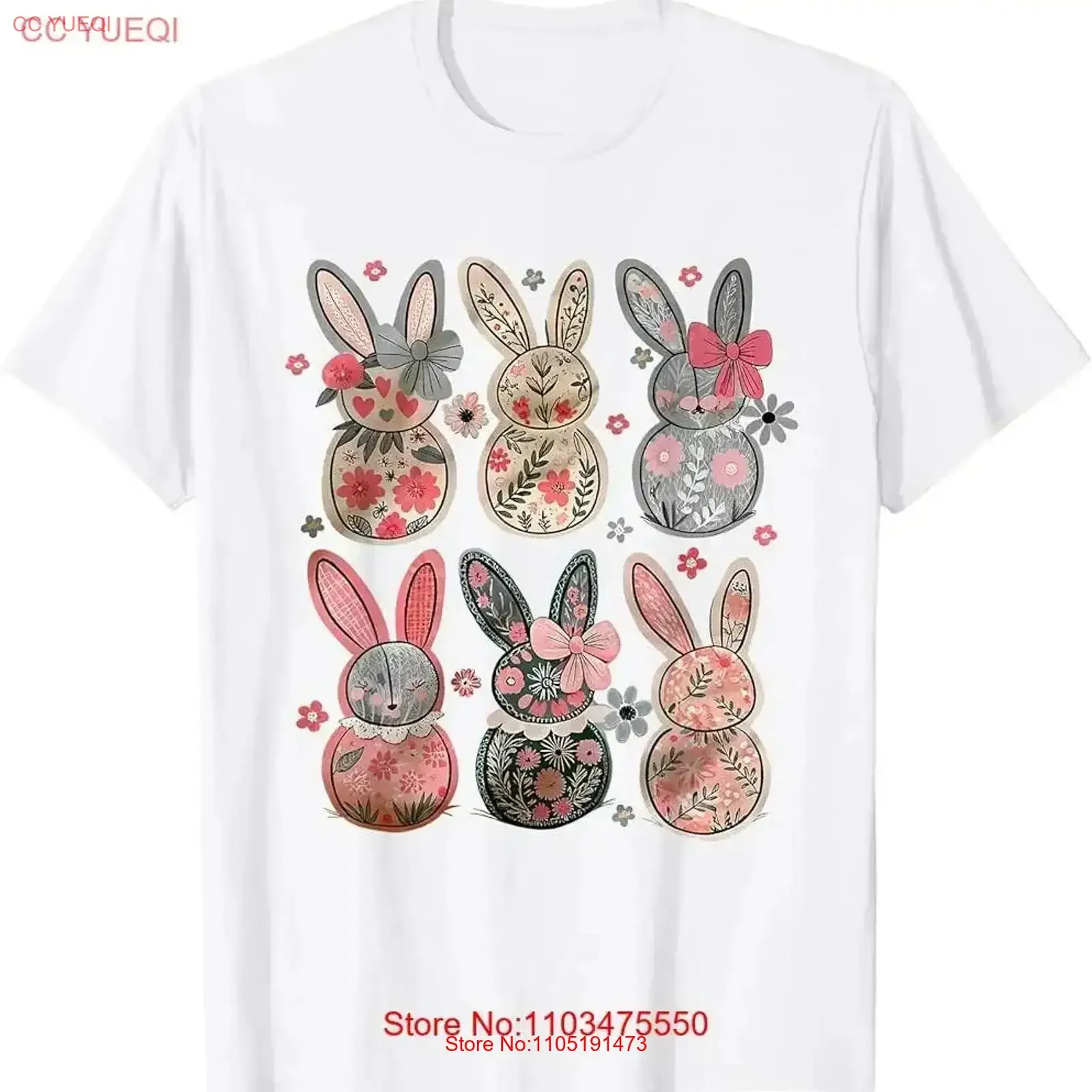 Coquette أرنب عيد الفصح الأزهار تي شيرت خمر غسلها الرسم لينة أنيقة قليلا مريحة للتنفس أوم خمر غسلها