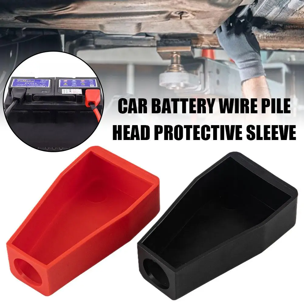 2pcs Car Battery Terminal Covers Positive Negative Post Cap Protection Insulate Case Battery Wire Connectors Rubber Sleeve