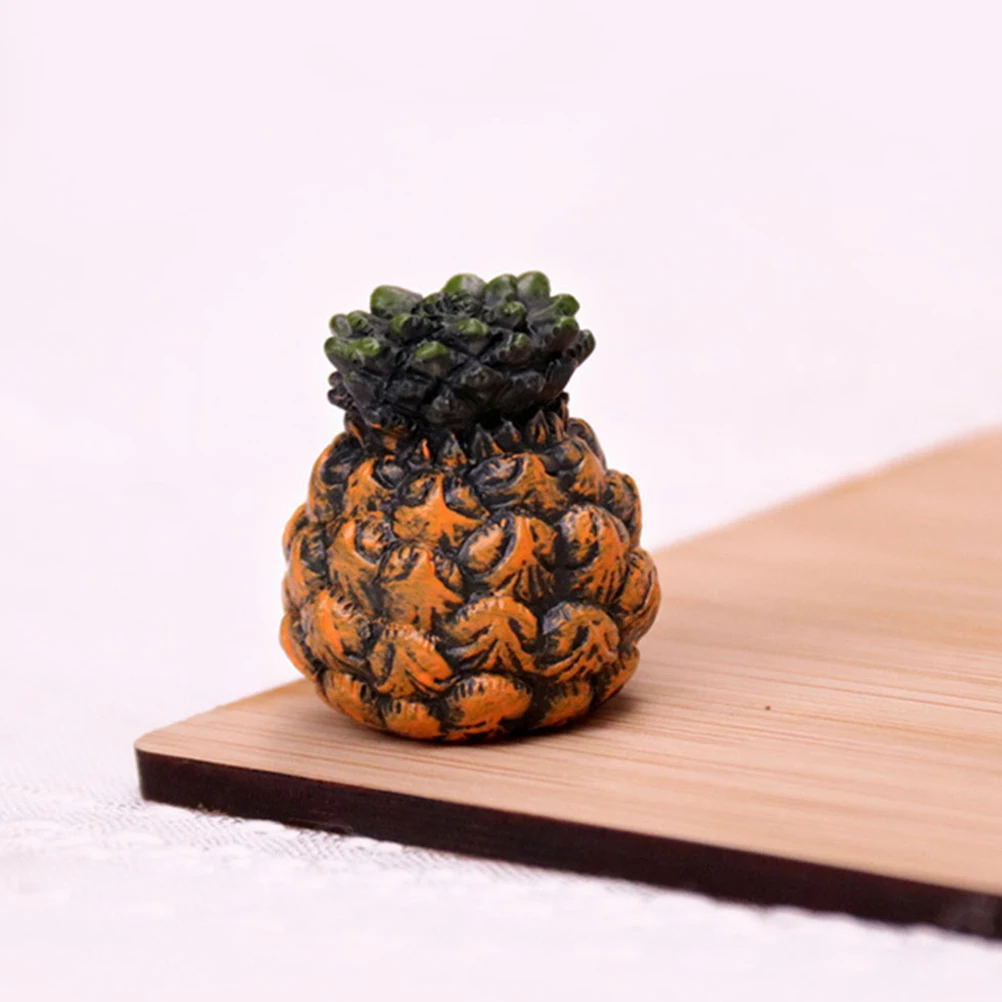 

6 Pcs Miniature Resin Pineapple Artificial Fruit Models Faux Food Decor Simulation Small Educational Toy Accessories