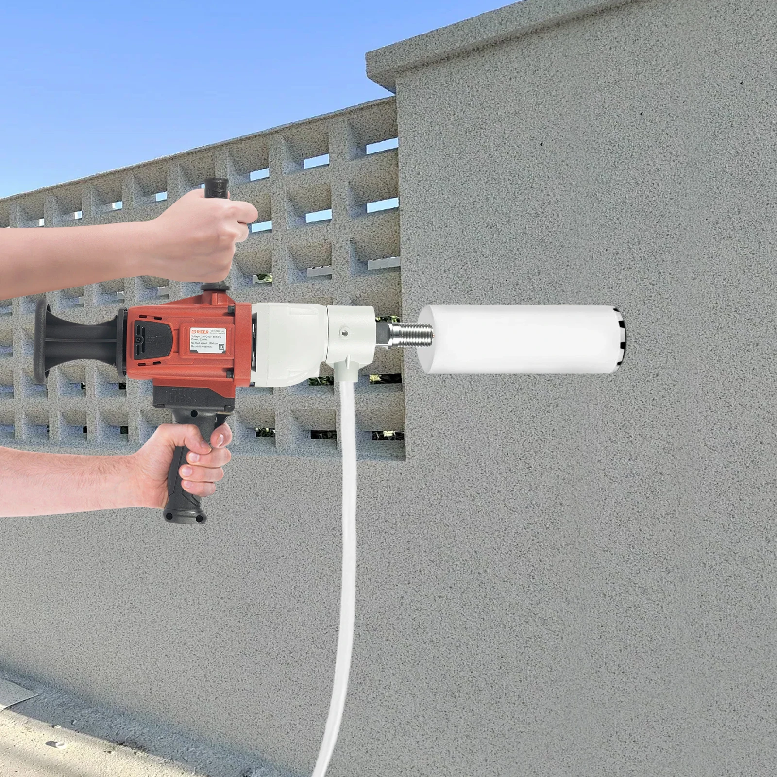 Image of 2200W Diamant-Kernbohrgerät Trocken-Nass-Doppelnutzung Handgeführte Vertikale 2-in-1 Betonbohrmaschine 180MM EU-Stecker