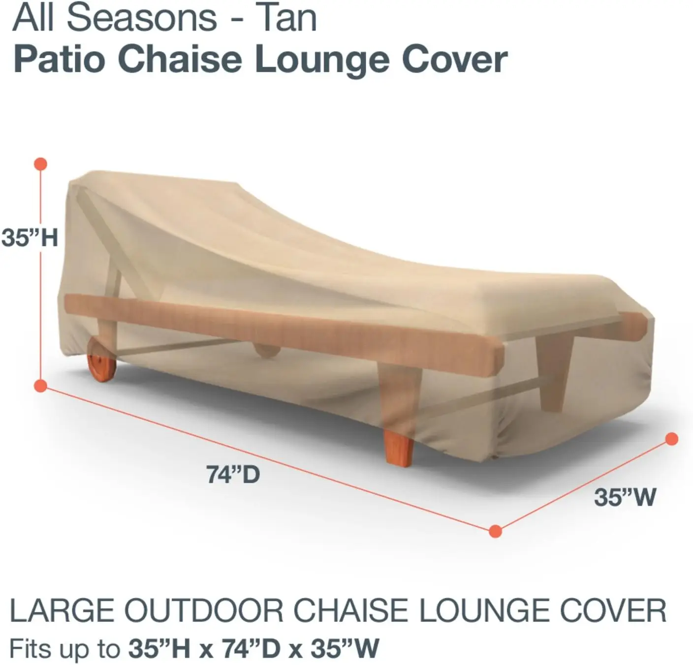 All Seasons Patio Chaise Cover Lightweight, Uv-Resistant, Large, Tan (Pack Of 4)