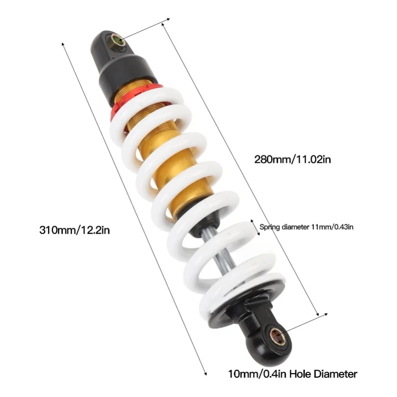 280mm Motorcycle Shock Absorber 11mm High Performance Spring Adjustable Suspension Damper For Dirt Pit Bike ATV Go Kart Scooters
