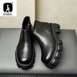 Men's Classic Retro Genuine Leather Chelsea Boots Men Fashion Ankle Boot Mens Casual British Style Short Boot Platform Shoes