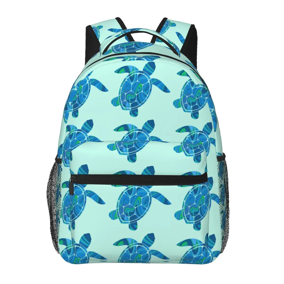 

Blue Swirl Turtle Silhouette Backpack Hot Sale Daypack Large Capacity Boys Girls BookBag School Bag Shoulder Bags for Men Women
