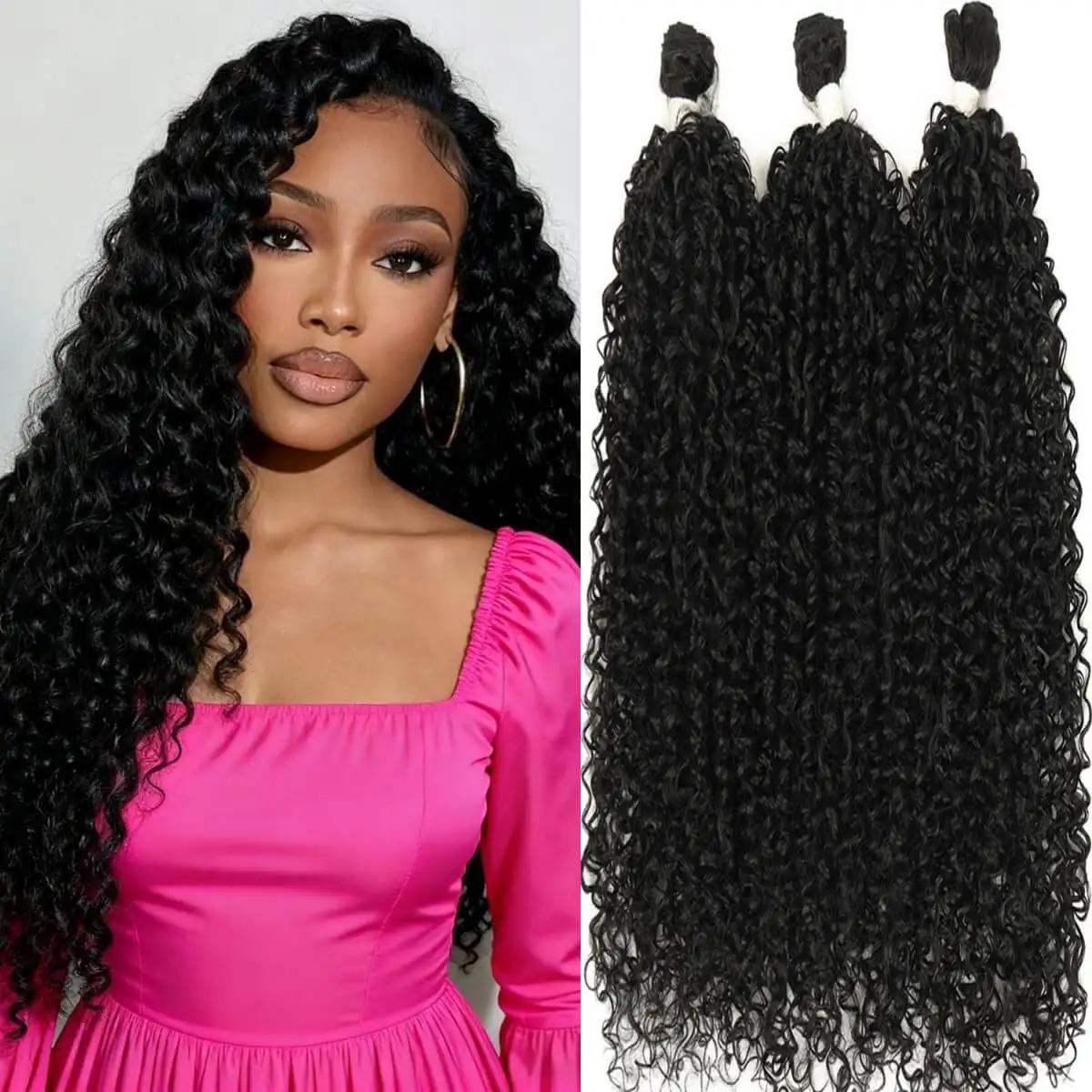 Synthetic Long Jerry Curly Loose Wave 3PCS/150Grams Heat Resistant Hair Extension Organic Fiber Texture Hair Bundles for Women