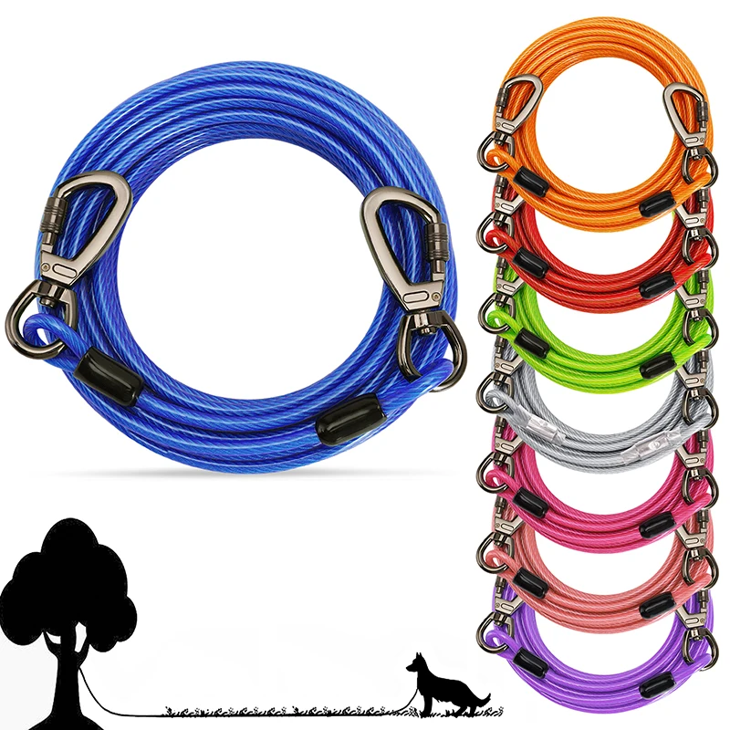 

Dog Tie Out Cable 3/6/9/15M Heavy Duty Dog Running for Yard Steel Wire Dog Leash Cable with Durable Superior Clips