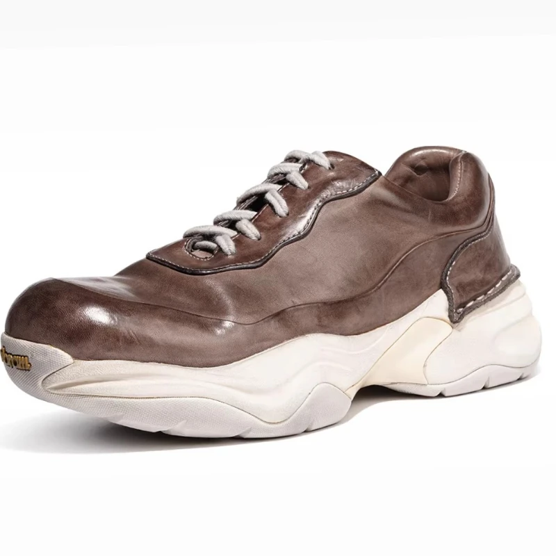 

High End Horsehide Breathable Shoes for Men's Horse leather Hand Sewn Comfortable Daddy Shoes Spring/summer Outdoor Casual Shoes