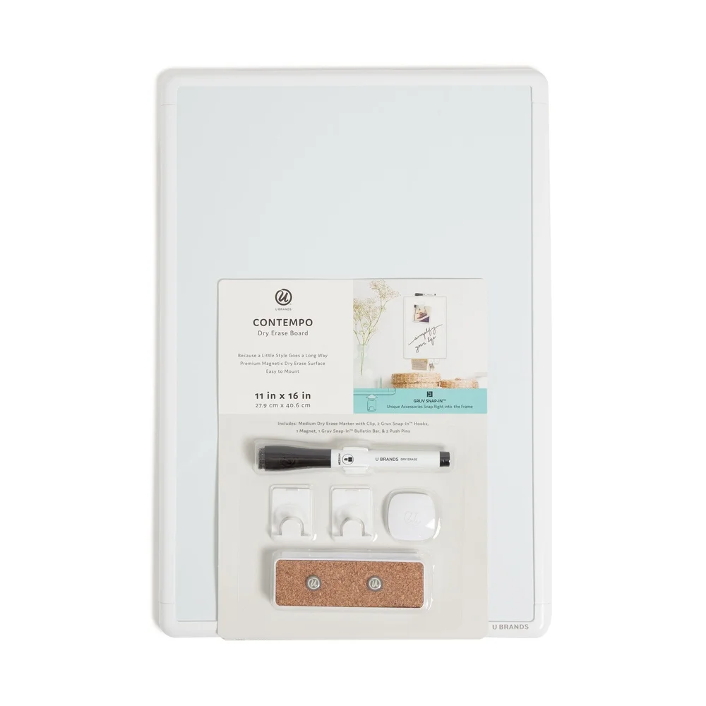 11x16インチ ホワイトボード バリューパック (フックとコルクバー付き) 家庭 オフィス 教室 整理・計画用
