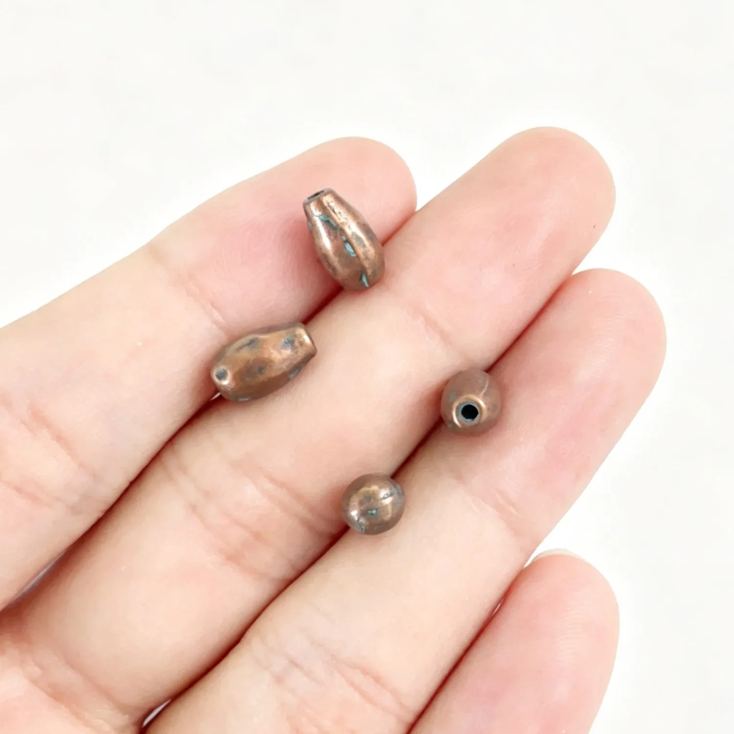 20Pcs 9.5×5.5mm Zinc Alloy Antique Red Copper with Blue Wash Coffee Bean Shape End Cap Bead Cap DIY Jewelry Accessories H5214