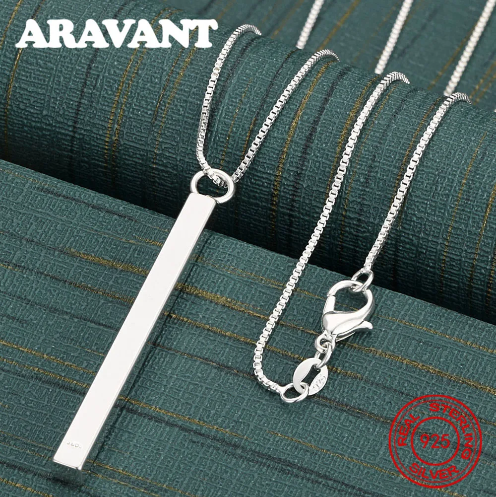 925 Sterling Silver Solid Geometric Cuboid Pendant Necklace, Fresh And Elegant Design, Women'S Engagement Jewelry