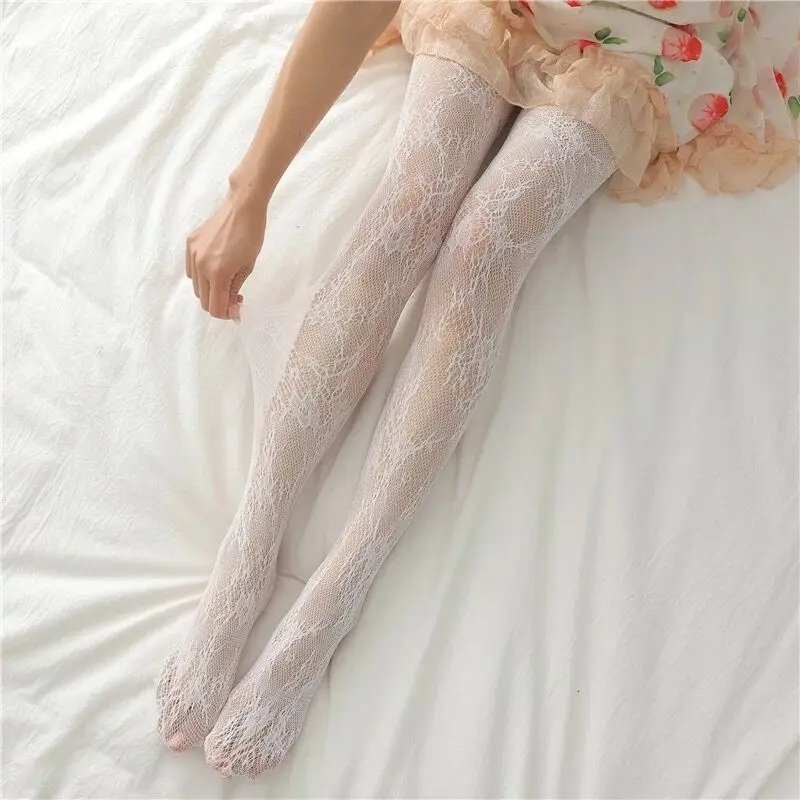 Women Sexy Tights Fashion New Pattern Print Fishnet Stockings Rose Flower Vine Lolita Mesh Pantyhose Harajuku Club Party Hosiery