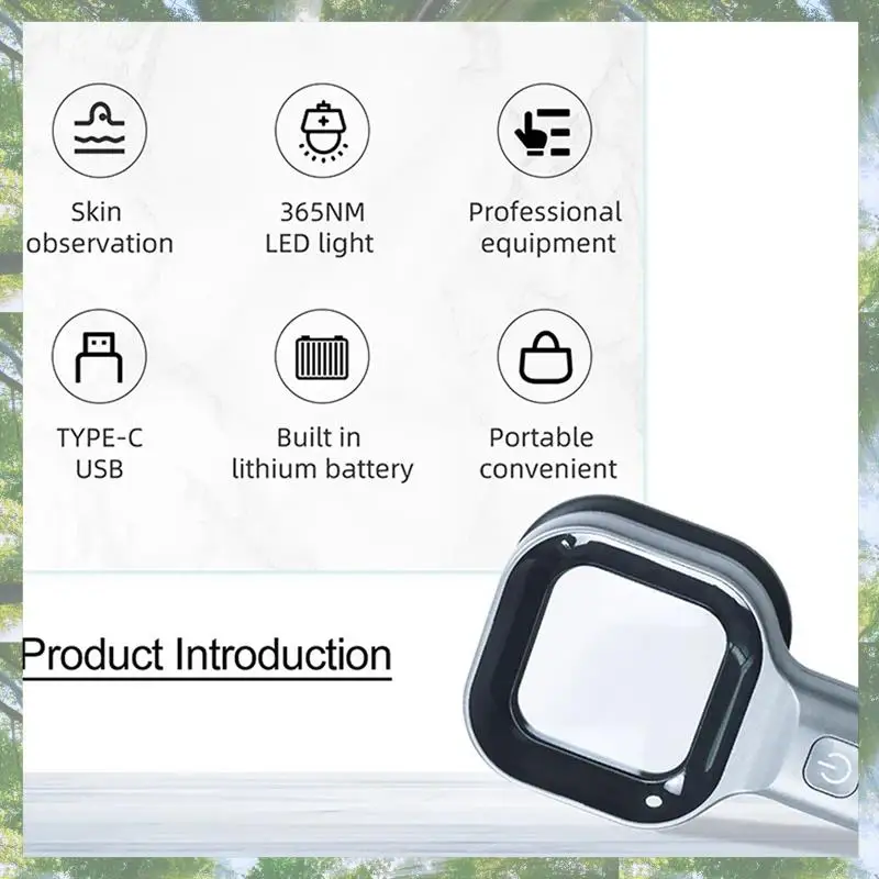 L73A 2025-3X lámpara de madera analizador de piel analizador de belleza de salón Facial portátil lámpara de madera UV para pruebas de análisis de cuidado de la piel