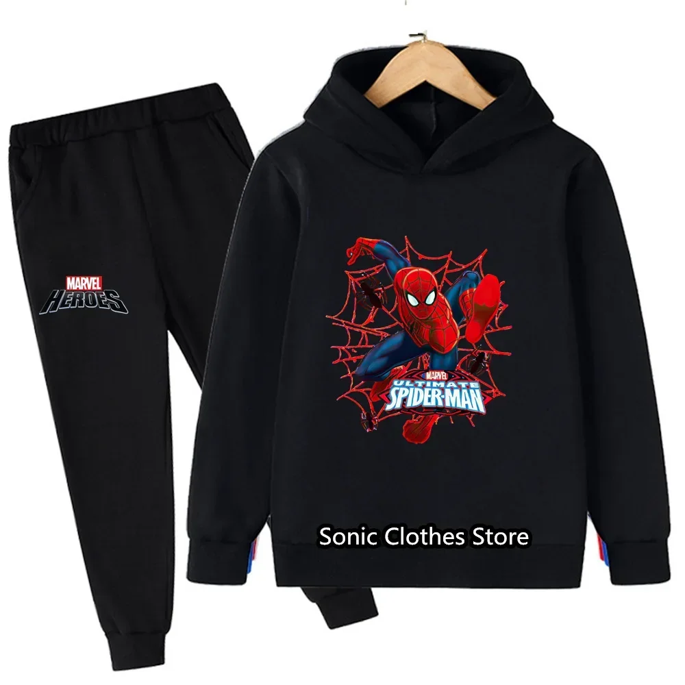 Spiderman Boys Sweater Set Spring and Autumn New Pullovers Children's Boys Big Children's All-match Two-Piece Suit