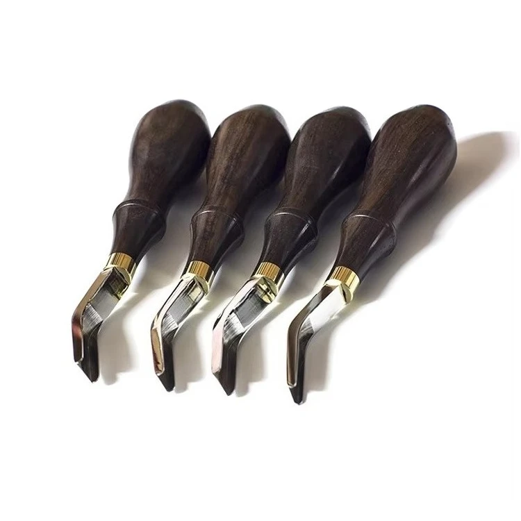 

M390 Professional French Edge Beveler Leather Skiving Thinning Trimming Tool Walnut Wood Handle Convex Grind Leather Craft Tools
